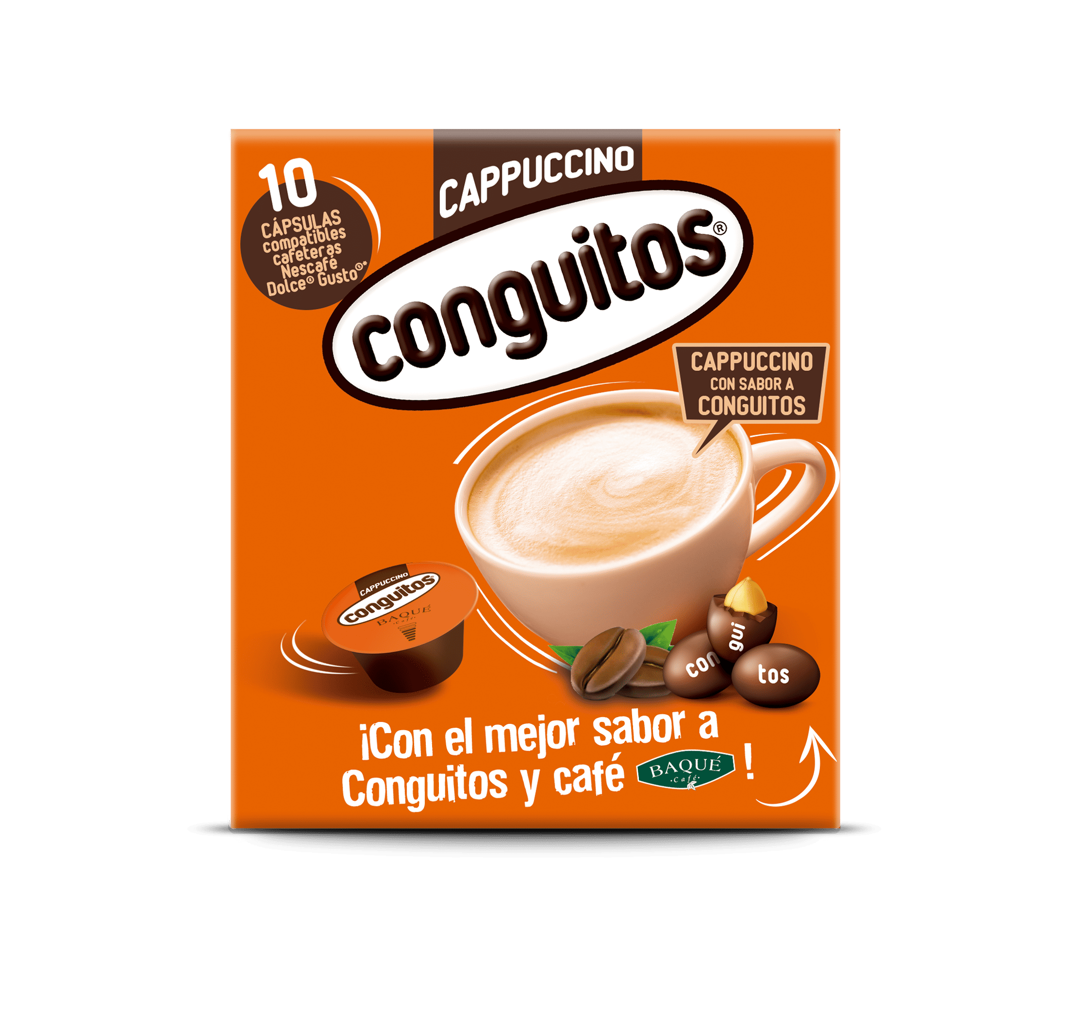 Cappuccino Conguitos, 10 kapsula bateragarriak Dolce Gusto®-rekin