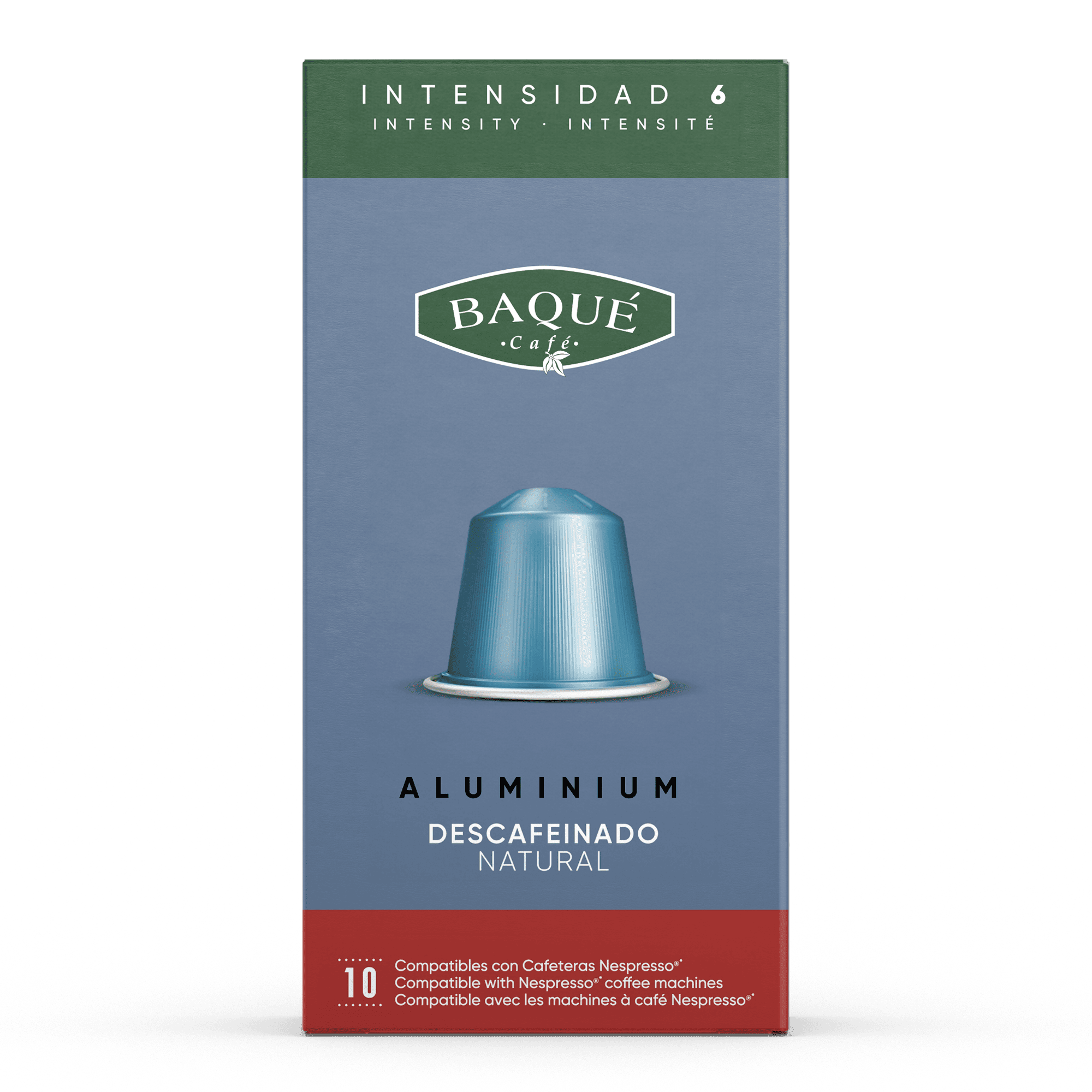 Deskafeinatu naturala, Aluminiozko 10 kapsula Nespresso®-rekin bateragarriak